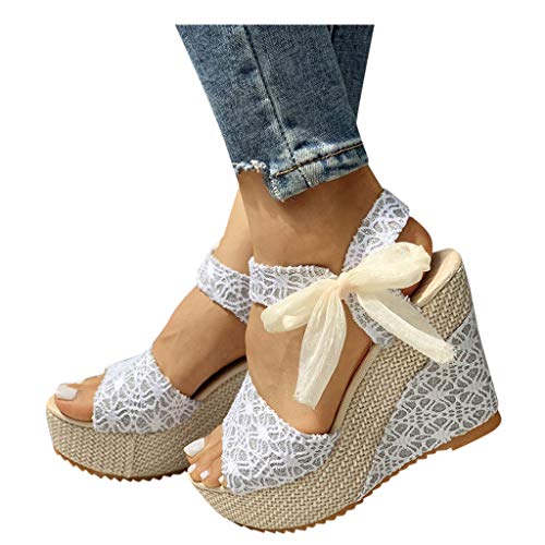 JMMSlmax Platform Wedges Sandals for Women Dessy Women's Platform Sandals Platform Wedge Open Toe Sandals with Strap Bowknot