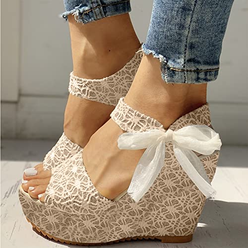 JMMSlmax Espadrille Wedge Sandals for Women Lace Up Wedge Sandals for Women Dressy Casual Shoes for Women Flats Comfortable