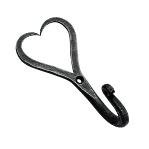 Hand Forged Heart Shape Metal Wall Hooks Wrought Iron Hook Blacksmith Vintage Wall Hook Handmade Wall Mounted Rustic Hooks for Office and Home Black Antique Finish Wall Hooks by Living Ideas