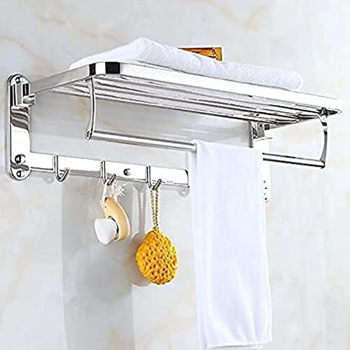 Metal Storage Shelves Wall Mounted with Hooks Durable Stable Towel Bar Organizer Stand Holder for Dormitory Household Bathroom Hotel Kitchen, S