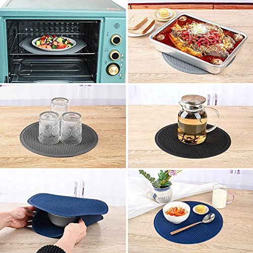 Silicone Microwave Mat Heat Resistant Multifunctional Mat, Splatter Guard, Trivet, Hot Pad, Pot Holder Round 12 Inch, 2 Pcs