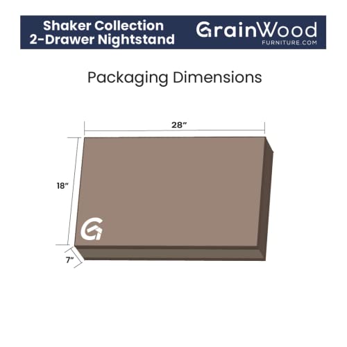 Grain Wood Furniture Shaker 2-Drawer Nightstand, Walnut