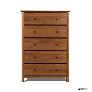 Grain Wood Furniture Shaker 5-Drawer Chest, Walnut