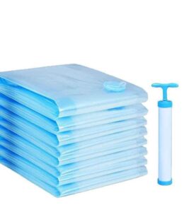 space saving vacuum storage bags 12 pack vacuum sealer bags with pump for clothing, bedding, comforters, blankets, pillows with compression seal. perfect for moving and travel.