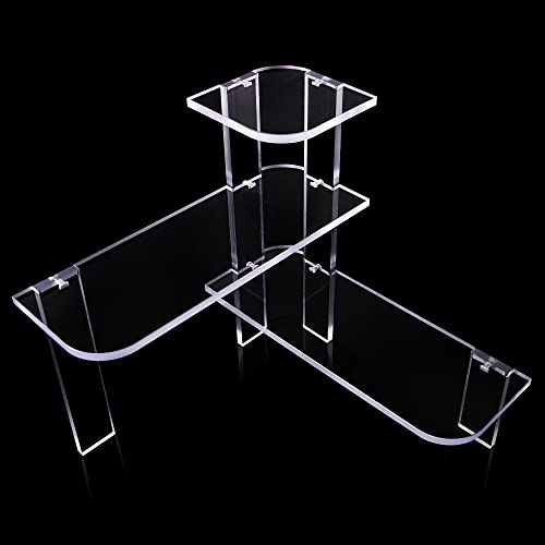 STAUBER Best Acrylic Countertop Corner Shelf Organizer (Clear) - 3 Tier Shelves for Kitchen or Bathroom - Storage Display Counter Shelves