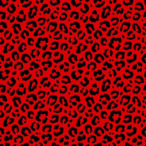 Texco Inc Animal Skin/Leopard Pattern Poly Spandex Bubble Crepe Chiffon Minimal Stretch/Prints Woven Apparel DIY Fabric, Red Black 1 Yard