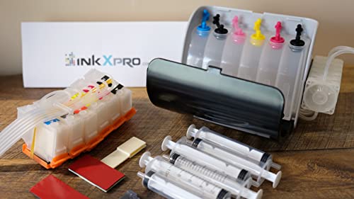 INKXPRO 312XL Empty Ink System CISS Refillable Cartridge Kit with Ink Flow Control Damper for Chipless Firmware Installed EPSON XP-15000 Printer