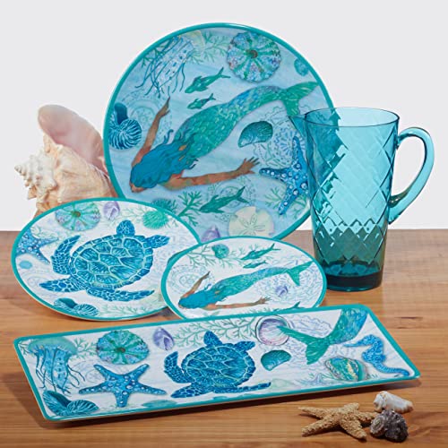 Certified International Serene Seas Melamine 3 Piece Hostess Servware Set, Multicolor, Large