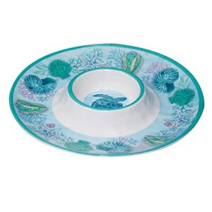 Certified International Serene Seas Melamine 3 Piece Hostess Servware Set, Multicolor, Large