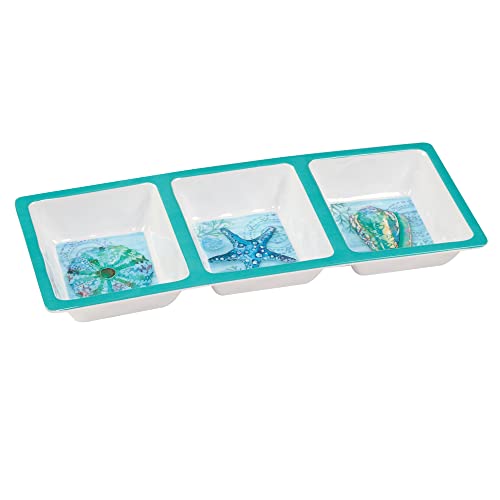 Certified International Serene Seas Melamine 3 Piece Hostess Servware Set, Multicolor, Large