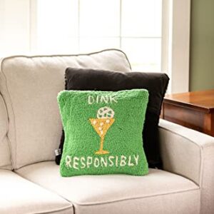 Chandler 4 Corners Artist-Designed Dink Responsibly Hand-Hooked Wool Decorative Throw Pillow (14” x 14”) Irish Pub & Bar Pillow for Couches & Chairs - Low Maintenance, St. Patrick's Day Pillow