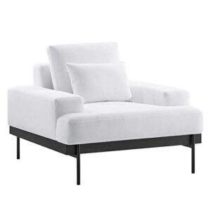 modway proximity modern fabric upholstered accent armchair in white