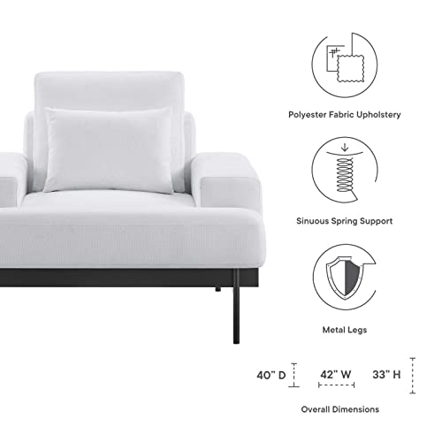 Modway Proximity Modern Fabric Upholstered Accent Armchair in White