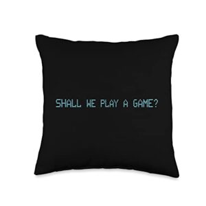 nu wave old school retro video game gifts retro gamer wargames shall we play a game throw pillow, 16x16, multicolor