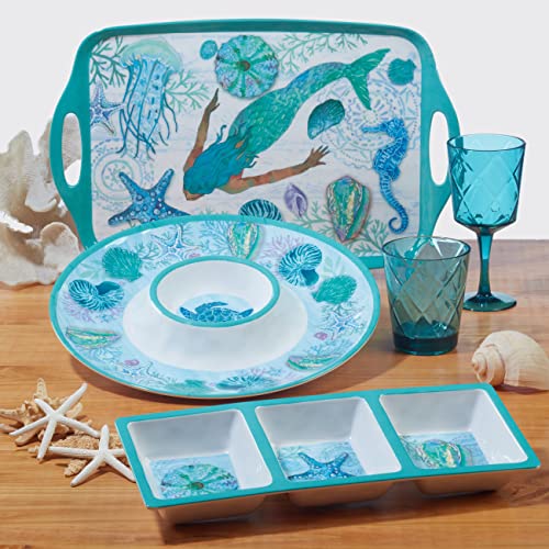 Certified International Serene Seas Melamine Platter Set, Multicolor, Large, 2 Piece