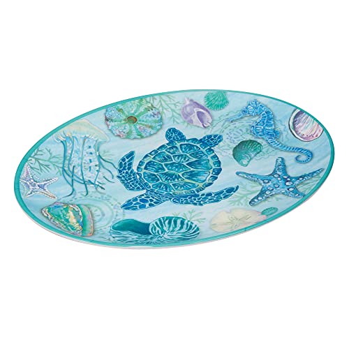 Certified International Serene Seas Melamine Platter Set, Multicolor, Large, 2 Piece