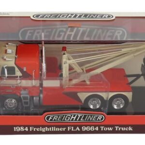 Greenlight 86631 1984 Freightliner FLA 9664 Tow Truck - Orange, White and Brown 1/43 Scale