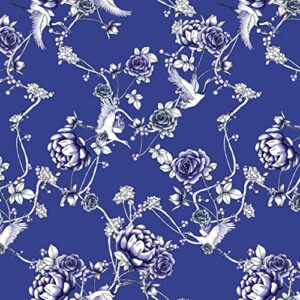 texco inc floral hi multi chiffon washed polyester no stretch conversational prints, maternity, decoration, woven, apparel, diy fabric, royal blue 3 yards