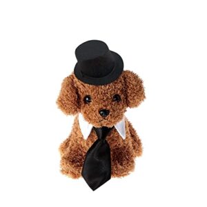 2pcs Pet Gentleman Hats Set, Top Hat and Adjustable Formal Collar Neck Tie, Wedding Cowboy Hat Pet Bow Tie