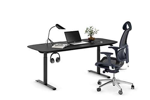 BDI Furniture Soma - Lift Desk - 72" W - Ebonized Ash Top - Black Base