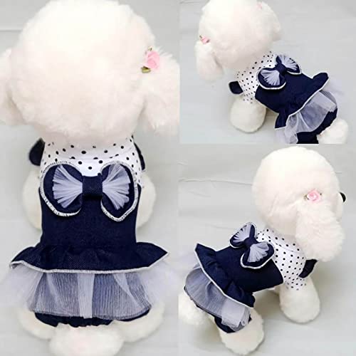 Pet Clothes for Large Dogs Girl Dog Dresses Autumn and Winter Thickening Four Legs Princess Bow Denim Skirt for Medium Dogs Easter