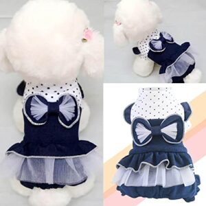 Pet Clothes for Large Dogs Girl Dog Dresses Autumn and Winter Thickening Four Legs Princess Bow Denim Skirt for Medium Dogs Easter