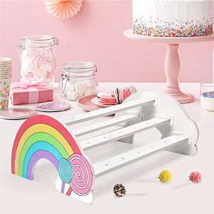 Sntieecr 35 Holes Rainbow Wooden Cake Pop Stand Lollipop Holder for Dessert Table, Cake Pop Display Stand Fit 0.16''/4mm Lollipop Sticks for Birthday Parties Weddings Baby Showers Anniversaries