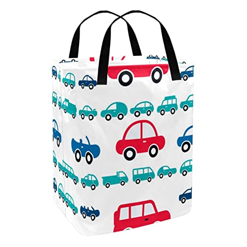 Driving Cars Print Collapsible Laundry Hamper, 60L Waterproof Laundry Baskets Washing Bin Clothes Toys Storage for Dorm Bathroom Bedroom