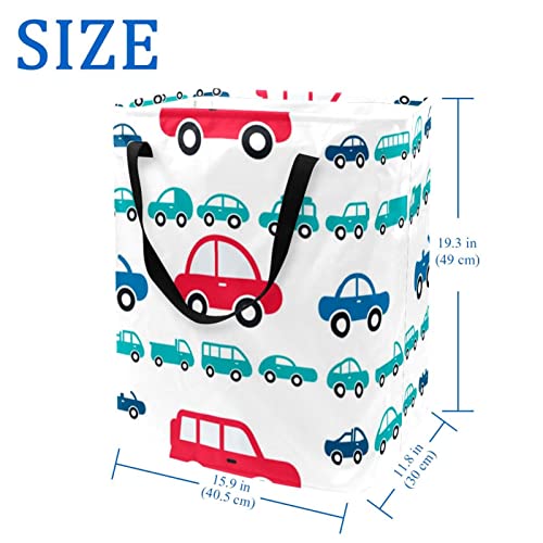 Driving Cars Print Collapsible Laundry Hamper, 60L Waterproof Laundry Baskets Washing Bin Clothes Toys Storage for Dorm Bathroom Bedroom