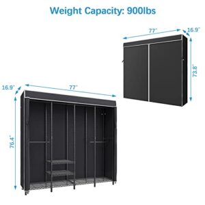 VIPEK V40C Covered Garment Rack Heavy Duty Clothes Rack with Cover, Custom Freestanding Closet Portable Wardrobe Closet for Bedroom, Black Metal Clothing Rack with Balck Oxford Fabric Cover