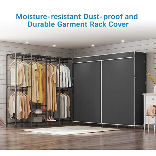 VIPEK V40C Covered Garment Rack Heavy Duty Clothes Rack with Cover, Custom Freestanding Closet Portable Wardrobe Closet for Bedroom, Black Metal Clothing Rack with Balck Oxford Fabric Cover