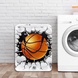 Basketball in the Damage Wall Crack Print Collapsible Laundry Hamper, 60L Waterproof Laundry Baskets Washing Bin Clothes Toys Storage for Dorm Bathroom Bedroom