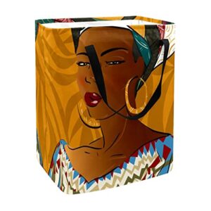 african black girl print collapsible laundry hamper, 60l waterproof laundry baskets washing bin clothes toys storage for dorm bathroom bedroom