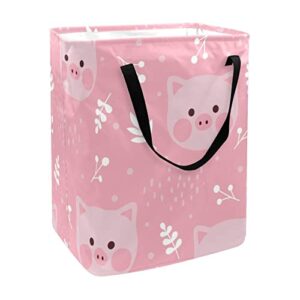 cute pig print collapsible laundry hamper, 60l waterproof laundry baskets washing bin clothes toys storage for dorm bathroom bedroom