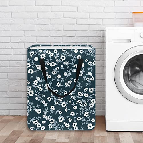 Florals Seamless Pattern Print Collapsible Laundry Hamper, 60L Waterproof Laundry Baskets Washing Bin Clothes Toys Storage for Dorm Bathroom Bedroom