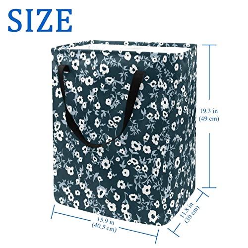 Florals Seamless Pattern Print Collapsible Laundry Hamper, 60L Waterproof Laundry Baskets Washing Bin Clothes Toys Storage for Dorm Bathroom Bedroom