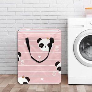 Crown Panda Print Collapsible Laundry Hamper, 60L Waterproof Laundry Baskets Washing Bin Clothes Toys Storage for Dorm Bathroom Bedroom