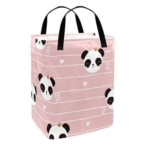 Crown Panda Print Collapsible Laundry Hamper, 60L Waterproof Laundry Baskets Washing Bin Clothes Toys Storage for Dorm Bathroom Bedroom