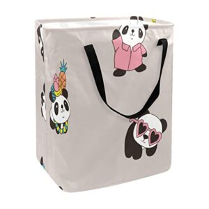 cute panda print collapsible laundry hamper, 60l waterproof laundry baskets washing bin clothes toys storage for dorm bathroom bedroom