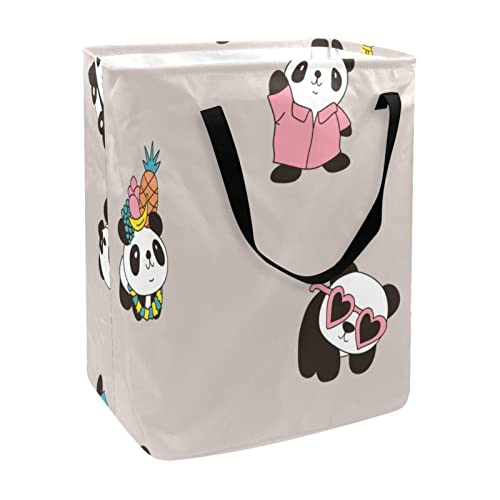 Cute Panda Print Collapsible Laundry Hamper, 60L Waterproof Laundry Baskets Washing Bin Clothes Toys Storage for Dorm Bathroom Bedroom