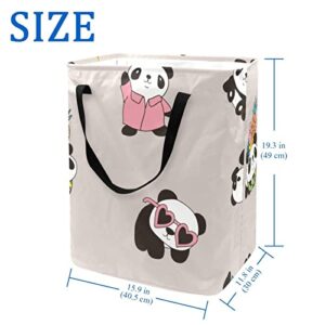 Cute Panda Print Collapsible Laundry Hamper, 60L Waterproof Laundry Baskets Washing Bin Clothes Toys Storage for Dorm Bathroom Bedroom