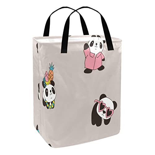 Cute Panda Print Collapsible Laundry Hamper, 60L Waterproof Laundry Baskets Washing Bin Clothes Toys Storage for Dorm Bathroom Bedroom