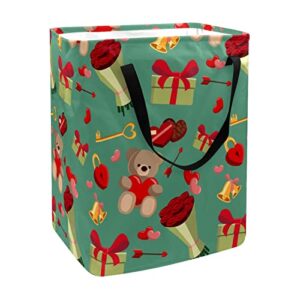 gifts of bear flowers print collapsible laundry hamper, 60l waterproof laundry baskets washing bin clothes toys storage for dorm bathroom bedroom