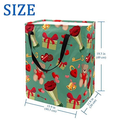 Gifts of Bear Flowers Print Collapsible Laundry Hamper, 60L Waterproof Laundry Baskets Washing Bin Clothes Toys Storage for Dorm Bathroom Bedroom