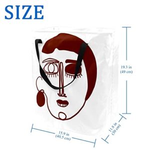 Abstract Hand Drawn Human Head Print Collapsible Laundry Hamper, 60L Waterproof Laundry Baskets Washing Bin Clothes Toys Storage for Dorm Bathroom Bedroom