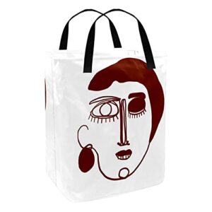 Abstract Hand Drawn Human Head Print Collapsible Laundry Hamper, 60L Waterproof Laundry Baskets Washing Bin Clothes Toys Storage for Dorm Bathroom Bedroom