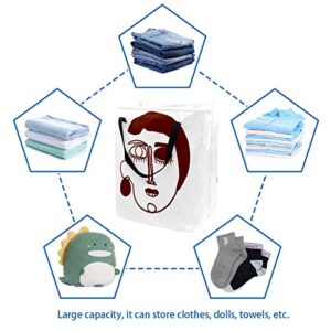 Abstract Hand Drawn Human Head Print Collapsible Laundry Hamper, 60L Waterproof Laundry Baskets Washing Bin Clothes Toys Storage for Dorm Bathroom Bedroom