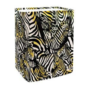 animal zebra herd yellow black white print collapsible laundry hamper, 60l waterproof laundry baskets washing bin clothes toys storage for dorm bathroom bedroom