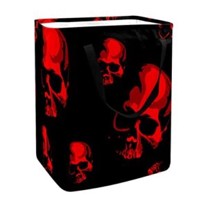 haloween scary skull print collapsible laundry hamper, 60l waterproof laundry baskets washing bin clothes toys storage for dorm bathroom bedroom