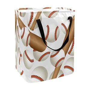baseball bat and balls sport pattern print collapsible laundry hamper, 60l waterproof laundry baskets washing bin clothes toys storage for dorm bathroom bedroom